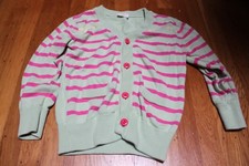 used girls sweater Crazy 8 horizontal strips pink green size 7