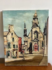 Michel Rostand Original Oil On Canvas Signed - “church ”- 20th Century