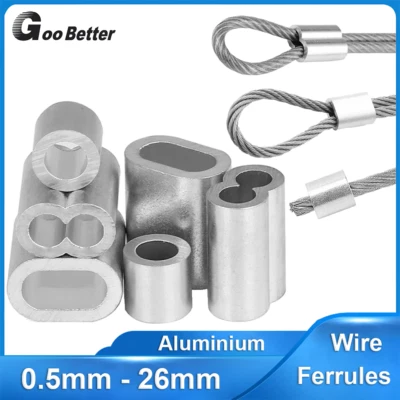 GOOBETTER Aluminium Crimping Sleeve Steel Wire Cable Ferrules For Wire Rope 0.5mm-26mm
