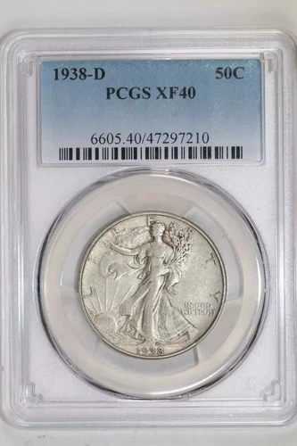 1938-D WALKING LIBERTY HALF DOLLAR PCGS XF40