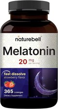 Melatonin 20mg High Potency Natural Sleep Aid 365 Fast Dissolve Tablet Full Year