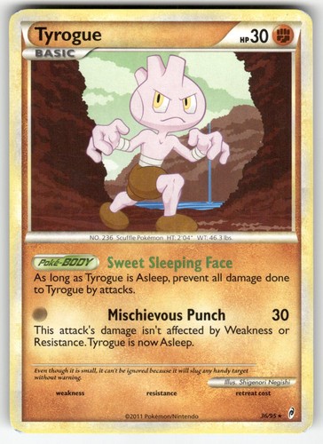 Tyrogue 36/95 Rare Call of Legends Pokemon Moderately Played