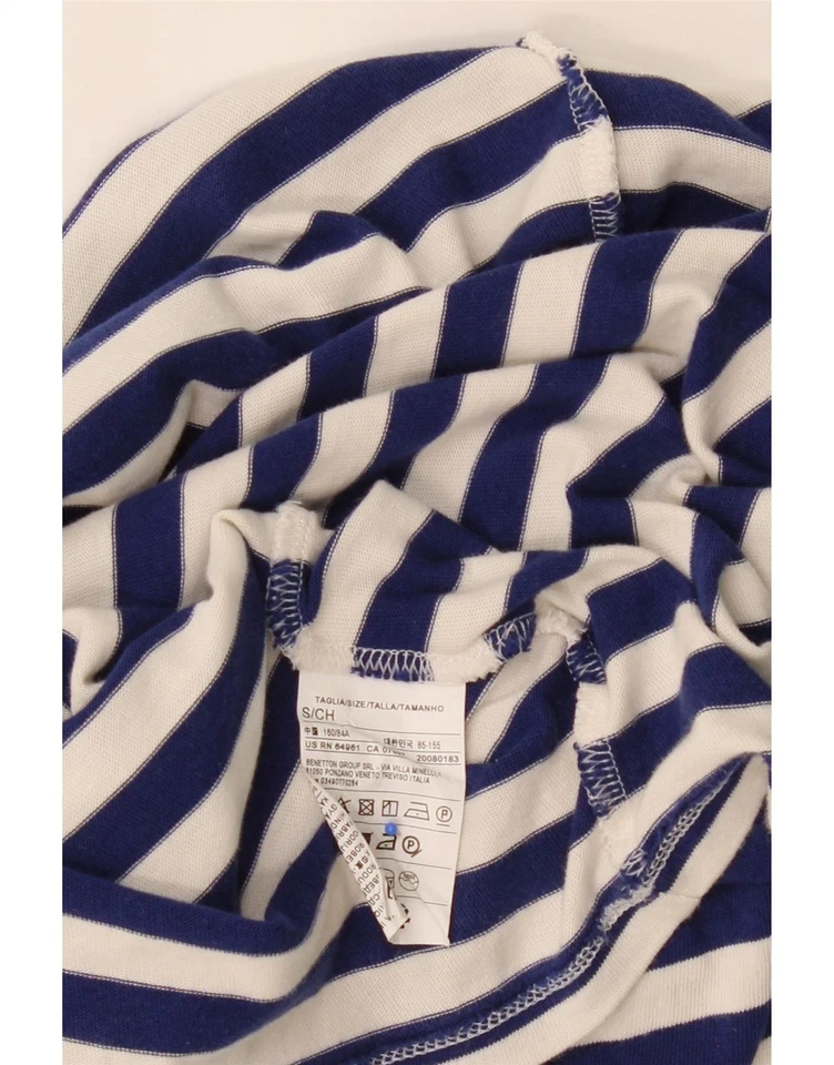 Blusa Top BENETTON Mujer Gran Tamaño Reino Unido 10 Pequeña Azul Marino Rayas Algodón AN09 Foto 3 de 3