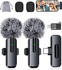 Wireless Lavalier Microphone for iPhone -2 -Pack Mini Mic for Video Recording