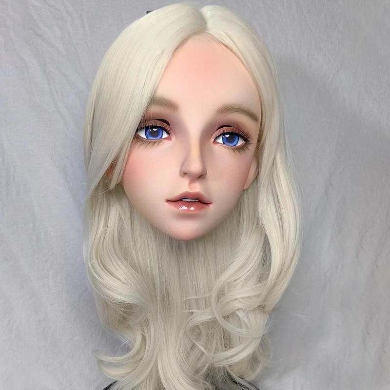 Doll Half Head Shell Cute Smile Anime Face With Hair Cosplay Kigurumi Mask CD - Image 4 of 4