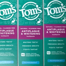 Tom's of Maine Antiplaque and Whitening Toothpaste-4.6 Ounce Pack of 3 EXP 2/26