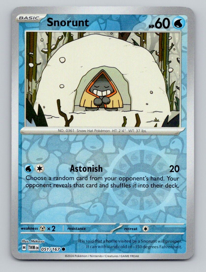 Snorunt 051/167 Common Twilight Masquerade Pokemon Reverse Holo Near Mint