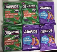JOYRIDE Lot of 6 SOUR Watermelon/Worms CANDY Plant Based KETO Ryan Trahan GUMMY