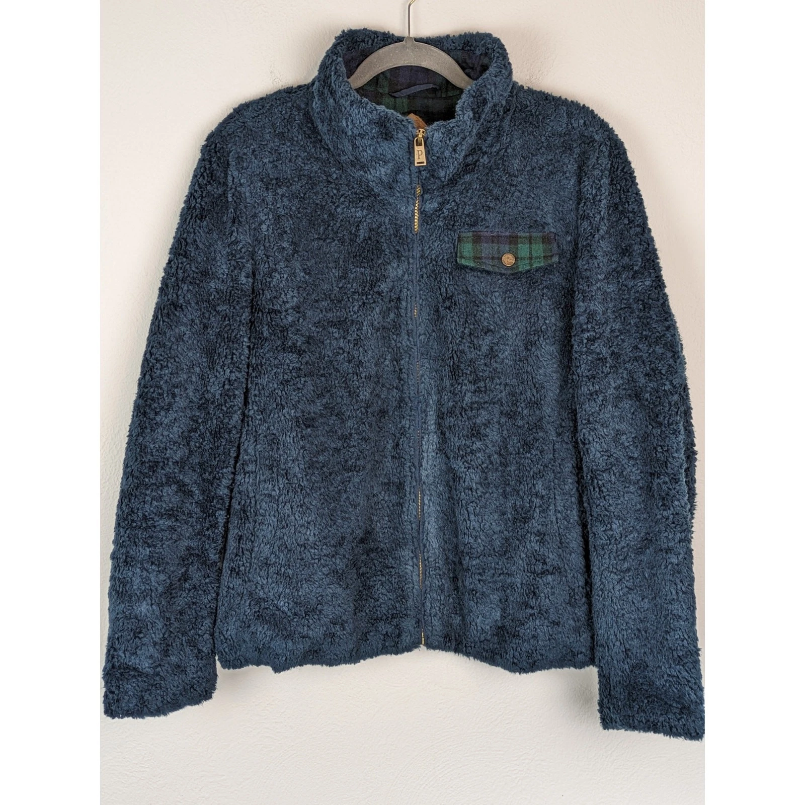 Pendleton Sherpa Jacket Fuzzy Fleece Zip Up Outdoor Boho Cozy Winter Blue Size L