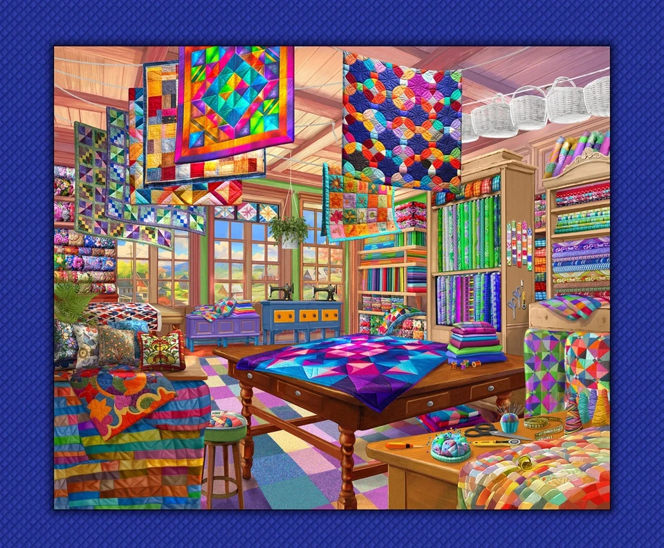 Love of Quilting, Quilt Shoppe Panel 36" x 44" P & B Textiles