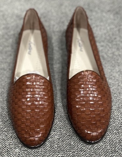 TROTTERS LIZ Damen-Loafer braun Basketweave-Leder T5158-580 Größe 10,5 N