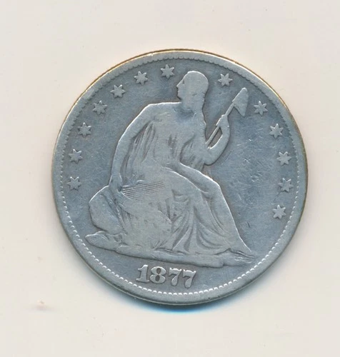 1877 SEATED LIBERTY HALF DOLLAR 50C US SILVER COIN
