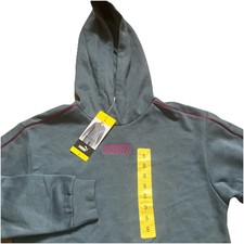 Puma Womens Logo Pullover Hoodie Blue Gray Pink Piping Small NWT