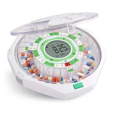 Live Fine 28-Day Automatic Pill Dispenser Frosted Lid with Upgraded LCD Displ...