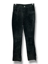 Vintage 90s Black Suede Pants Jeans sz 8 Slim Straight Minimalist Biker Womens