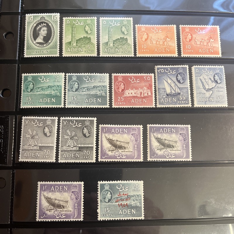 1953-59 Aden Sc. 47-55A 62-63 Mint Stamps Collection