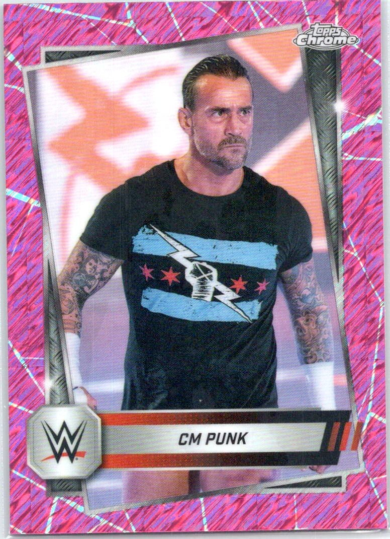 2025 Topps Chrome WWE #98 CM Punk Pink Shimmer Refractor