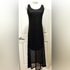 EUC Baciano Lace Overlay Maxi Sleeveless Black Dress