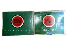 Lotto di 2 scatole di latta vintage Lucky Strike Flat Fifty sigarette rare anni 30 40