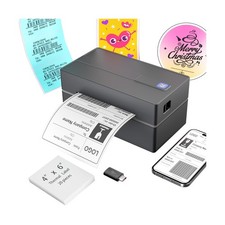 Bluetooth Thermal Shipping Label Printer: 4x6 Wireless Label Maker with Tape ...