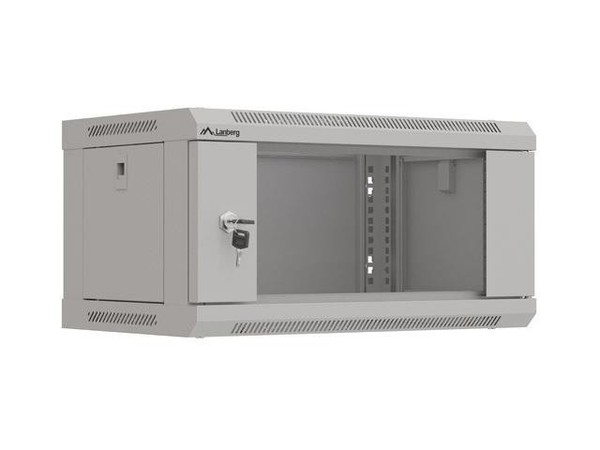 "Szafa Instalacyjna Rack WisząCa 19\" 4U 540X350 Szara Drzwi Przeszklone Lanberg ("-image
