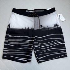 Old Navy Swim Shorts Mens 38 Black California Surf 9" Inseam Board Trunks