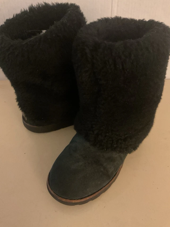 UGG женщин черная замша стриженный мех Maylyn короткие классические ботинки размер 6 евро 36 - Изображение 3 из 4
