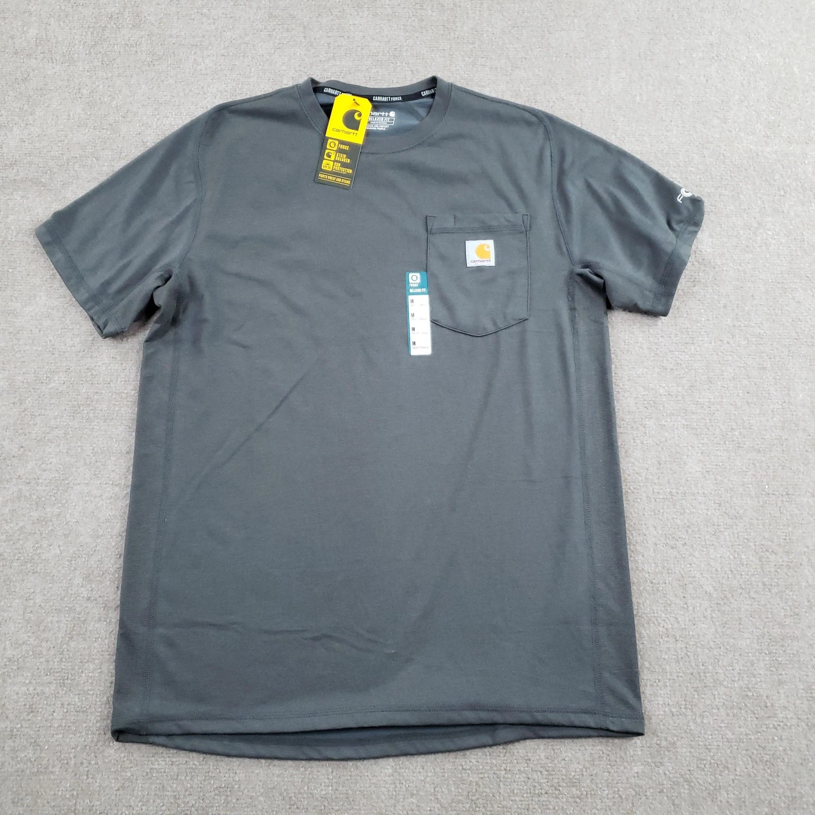 Carhartt Shirt Mens Medium Gray Short Sleeve Pocket Relaxed Fit Tagless Workwear
