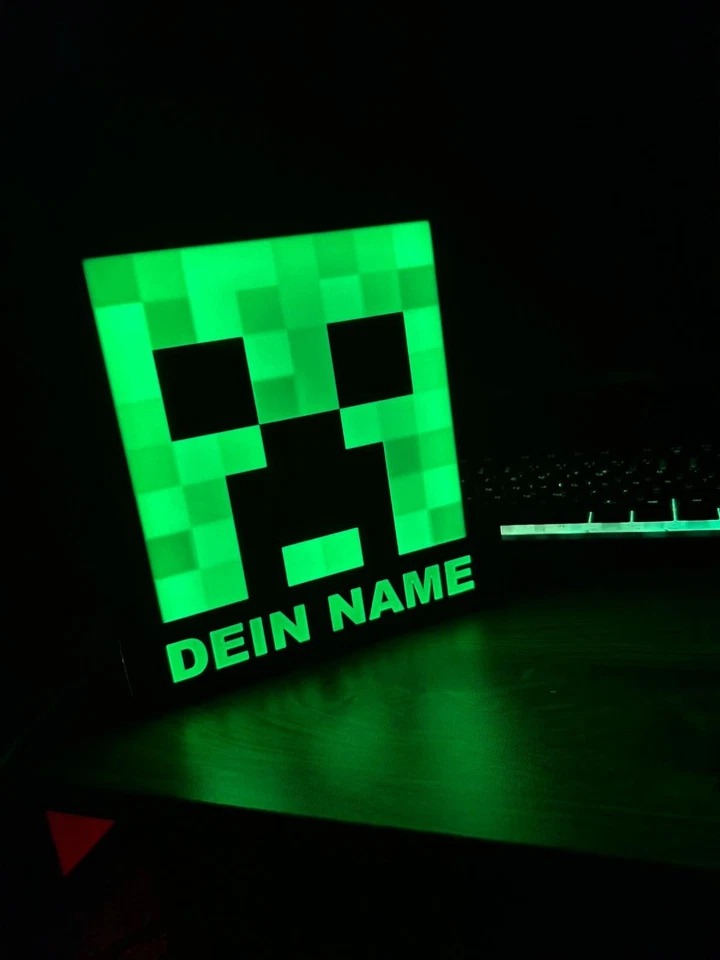 Minecraft LED Leuchtkasten personalisiert mit Name & USB | Creeper Nachtlicht - Bild 2 von 4