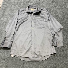 Michael Kors Dress Shirt Mens 15 32-33 Gray Non Iron Formal Business Round Hem