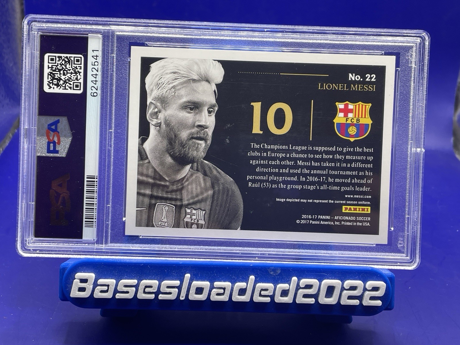 2016-17 Panini Aficionado - Lionel Messi #22 PSA 10 FC Barcelona view 2