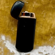 Vintage Colibri Lighter Black with Gold Trim 630 - Working