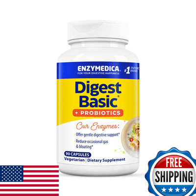 Enzymedica Digest Basic + Probiotics Enzymes 400M CFU 90 Capsules Digestive Supp