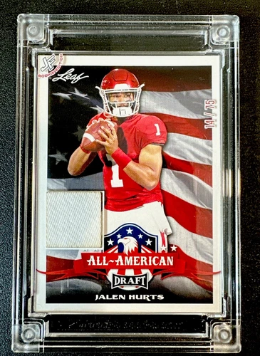 2020 Leaf Draft #75 Jalen Hurts Jersey Fusion Game Worn Jersey Patch 14/75