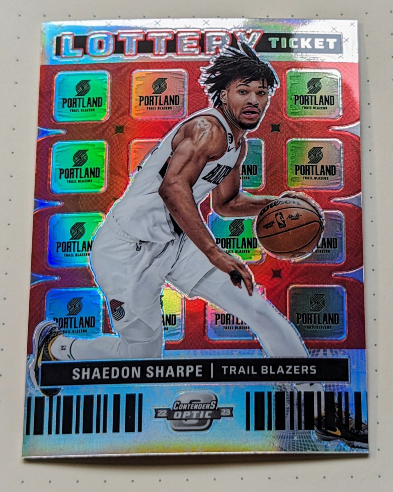 2022-23 Panini Contenders Optic Shaedon Sharpe Lottery Ticket Silver Holo #7
