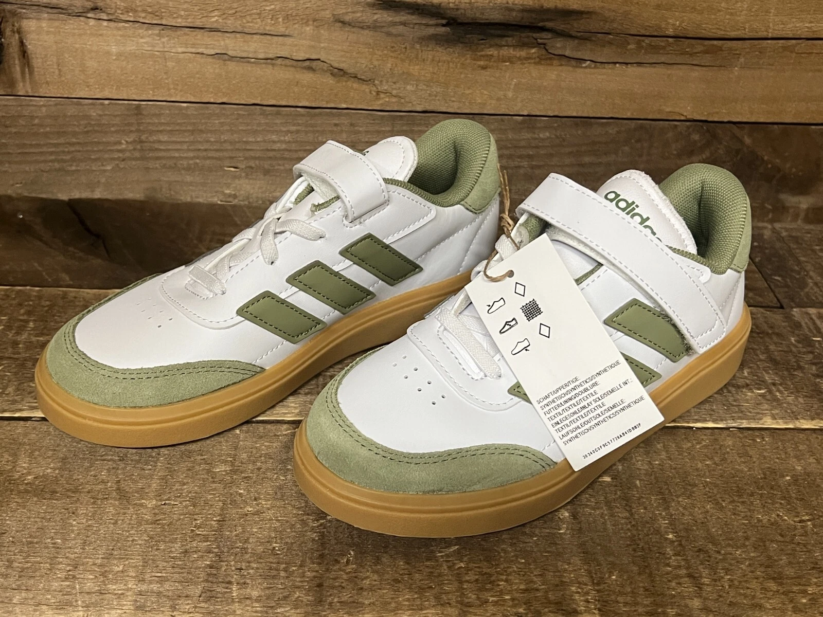 ⚡️Scarpe da Tennis Adidas Court Block El C Giovani Bambini Bianco Verde Taglia 1 NUOVE⚡️