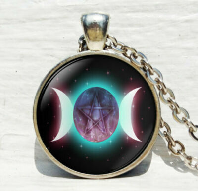 TRIPLE MOON charm pendant ( 18'' Sterling Silver 925 necklace ) women female men