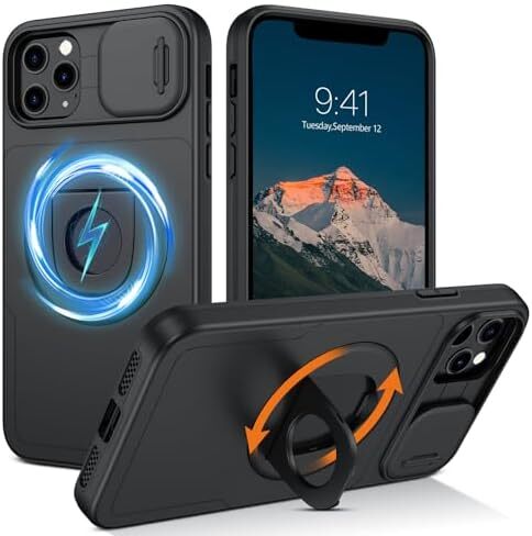 for Magnetic iPhone 11 Pro Max Case [Compatible with Magsafe] Kickstand Ring Hol