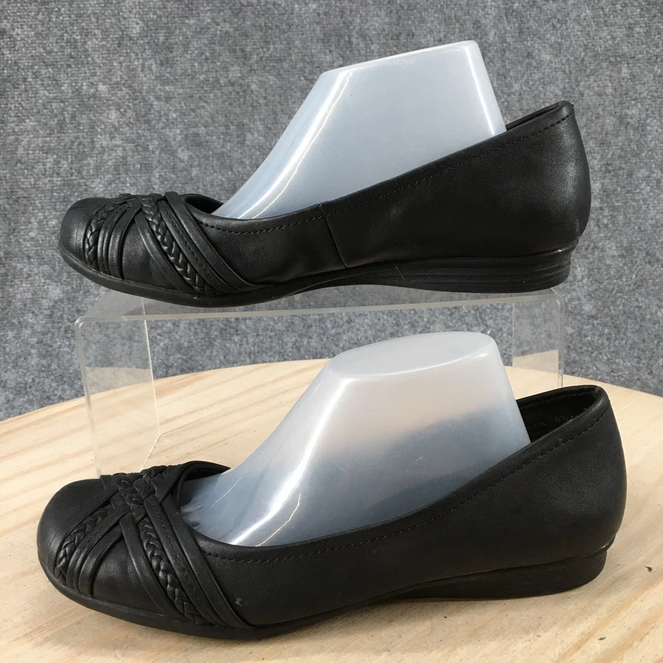 Zapatos planos de ballet Yuu para mujer 6,5 M Gail negros de imitación de cuero informales sin cordones bajos Foto 2 de 4