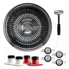 13x7 Rev 100 Spoke Straight Lace Lowrider Wire Wheels Chevy Cut Caps Set Of 4