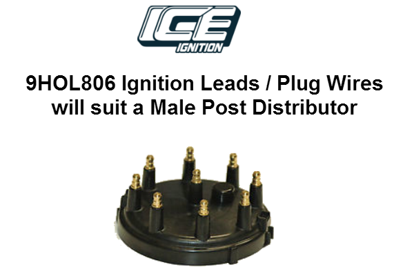 ICE Ignition PRO 100 9mm Spark Plug Leads – Early Holden V8, Male Posts At Dist & Coil (Choose Black, Red, Or Blue)