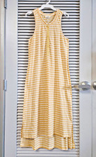 yellow stripe slevless maxi long dress S urban outfitters earrings