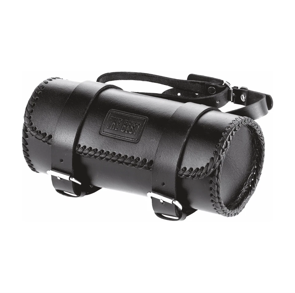 AMAS THE BEST Barilotto borsello forcella moto porta attrezzi custom universale in vero cuoio