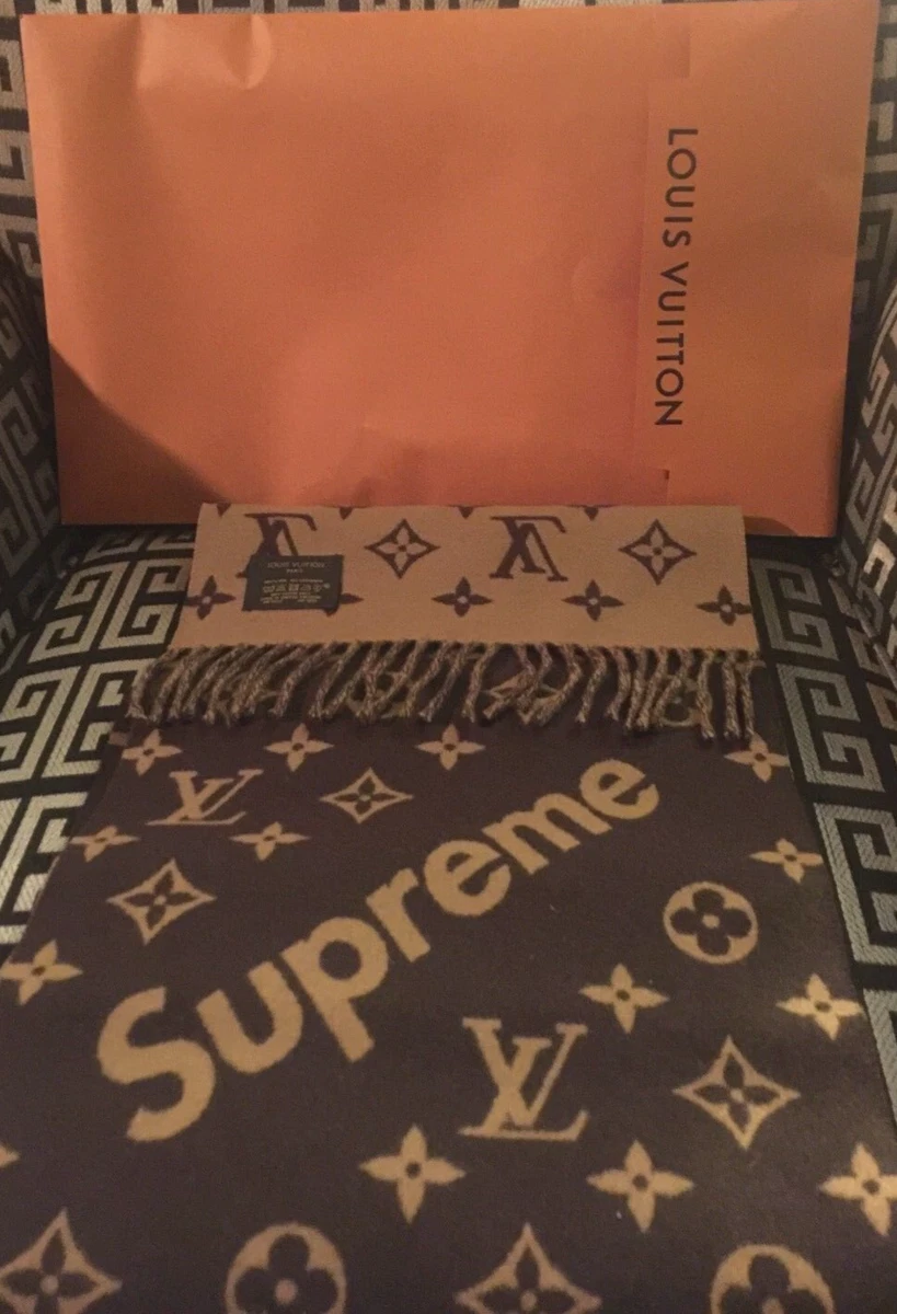 Louis Vuitton Supreme X Cashmere Brown Monogram Scarf - Brand New