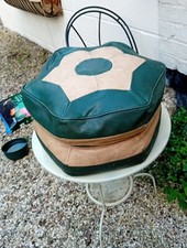Vintage Star 1960s Olive Green Genuine  60s  Hexagon Footstool Leatherette VcC