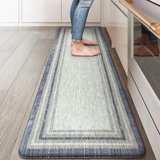 Kimode Farmhouse Kitchen Runner Rug Lilac Gray 17.3" x 59" Non-Skid Waterproof