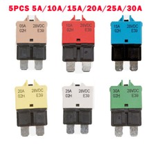 5x 5/10/15/20/25/30A Circuit Breaker Resettable Blade Type Fuse Car Truck Boat