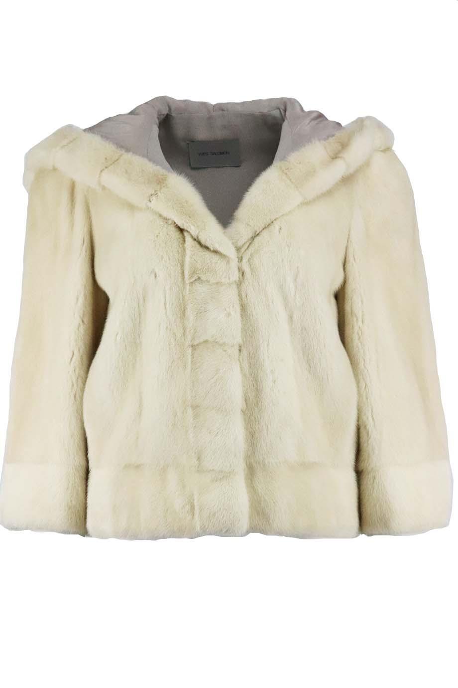 GIACCA IN PELLICCIA DI VISONE CON CAPPUCCIO YVES SALOMON FR 38 UK 10