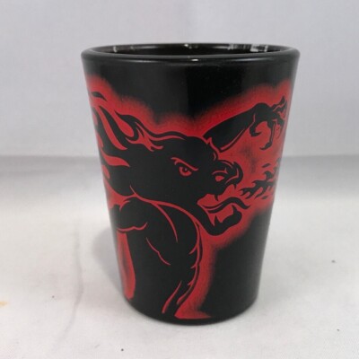Brand New Fireball Cinnamon Whiskey ''R'' Black Shot Glass Fire-Breathing Dragon