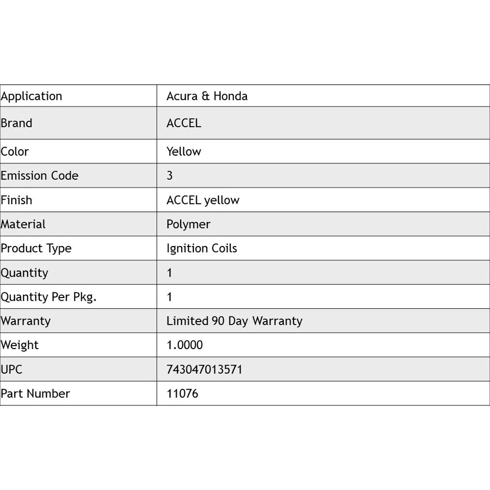 Желтая катушка зажигания Accel для Honda и Acura только с внутренними распределительными катушками - Изображение 4 из 4